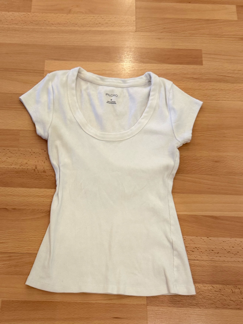Pilcro White Scoop Neck Short Sleeve Tee